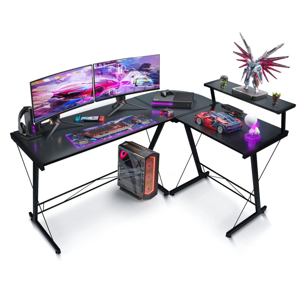 L Shaped Gaming Desk 58 4 Computer Desk Home Office Desk Corner Gaming Table with Monitor Stand Student Study Desk Writing Table