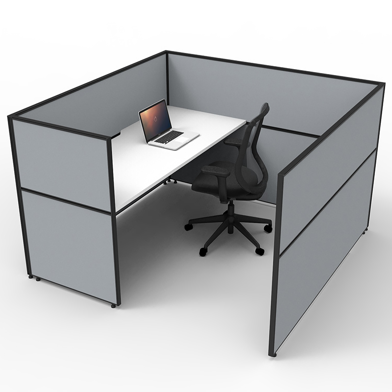Single Desk Cocoon White Top Grey Screen Dividers