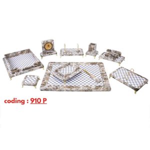 ست رومیزی چوب و چرم مدیریتی لاکچری 10 پارچه – پایه دار G910P