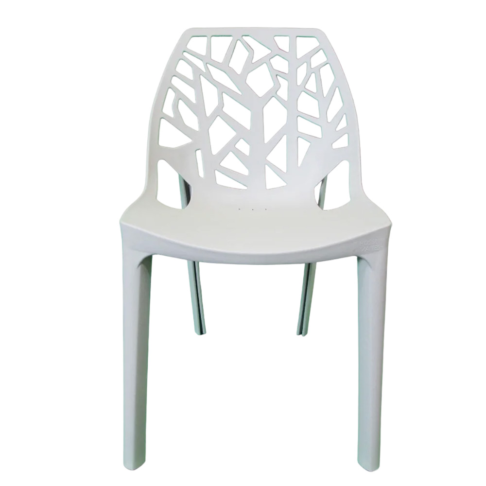 صندلی پلاستیکی مدل شاخ و برگی سفید