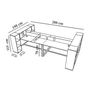 میز کار گروهی قفسه دار مدل GFK107
