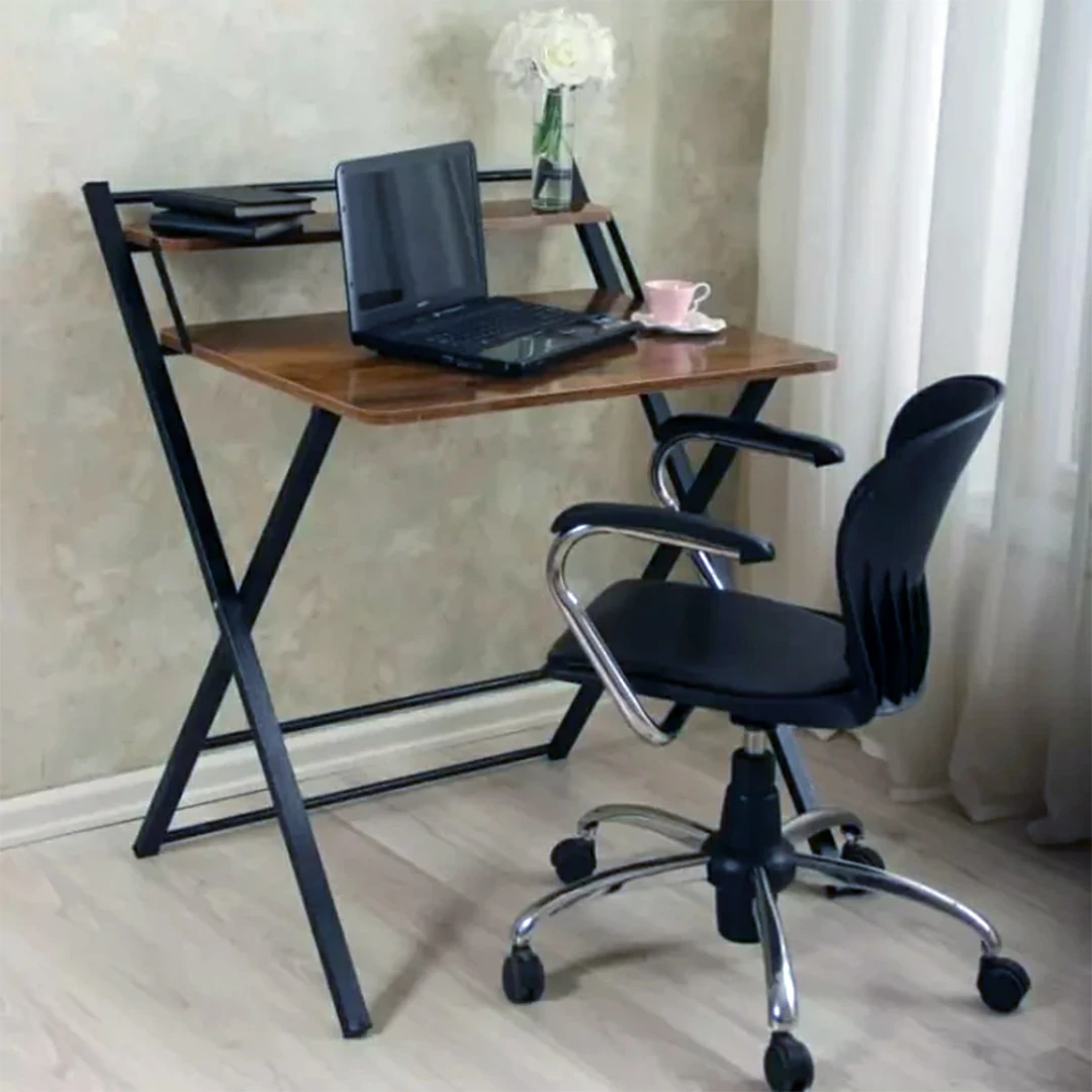 میز تحریر ایستاده تاشو دانشجویی آنتیک طلایی با نوار لاستیکی - Image 2