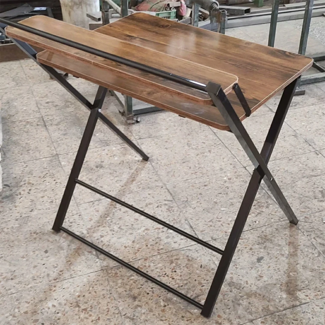 میز تحریر ایستاده تاشو دانشجویی آنتیک طلایی با نوار لاستیکی - Image 4