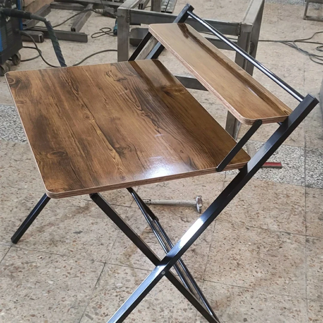 میز تحریر ایستاده تاشو دانشجویی آنتیک طلایی با نوار لاستیکی - Image 5