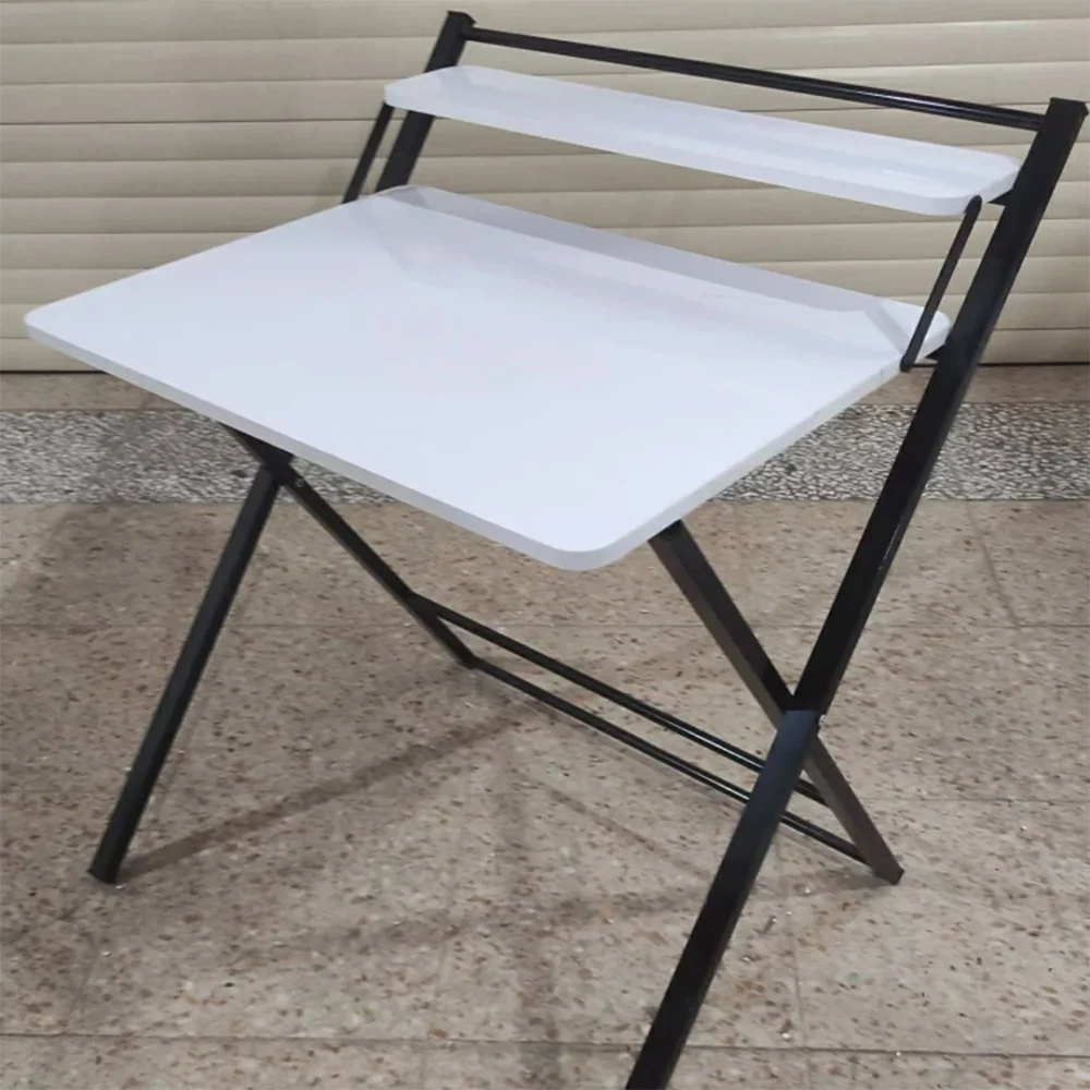 میز تحریر تاشو ایستاده دانشجویی سفید با نوار لاستیکی - Image 2