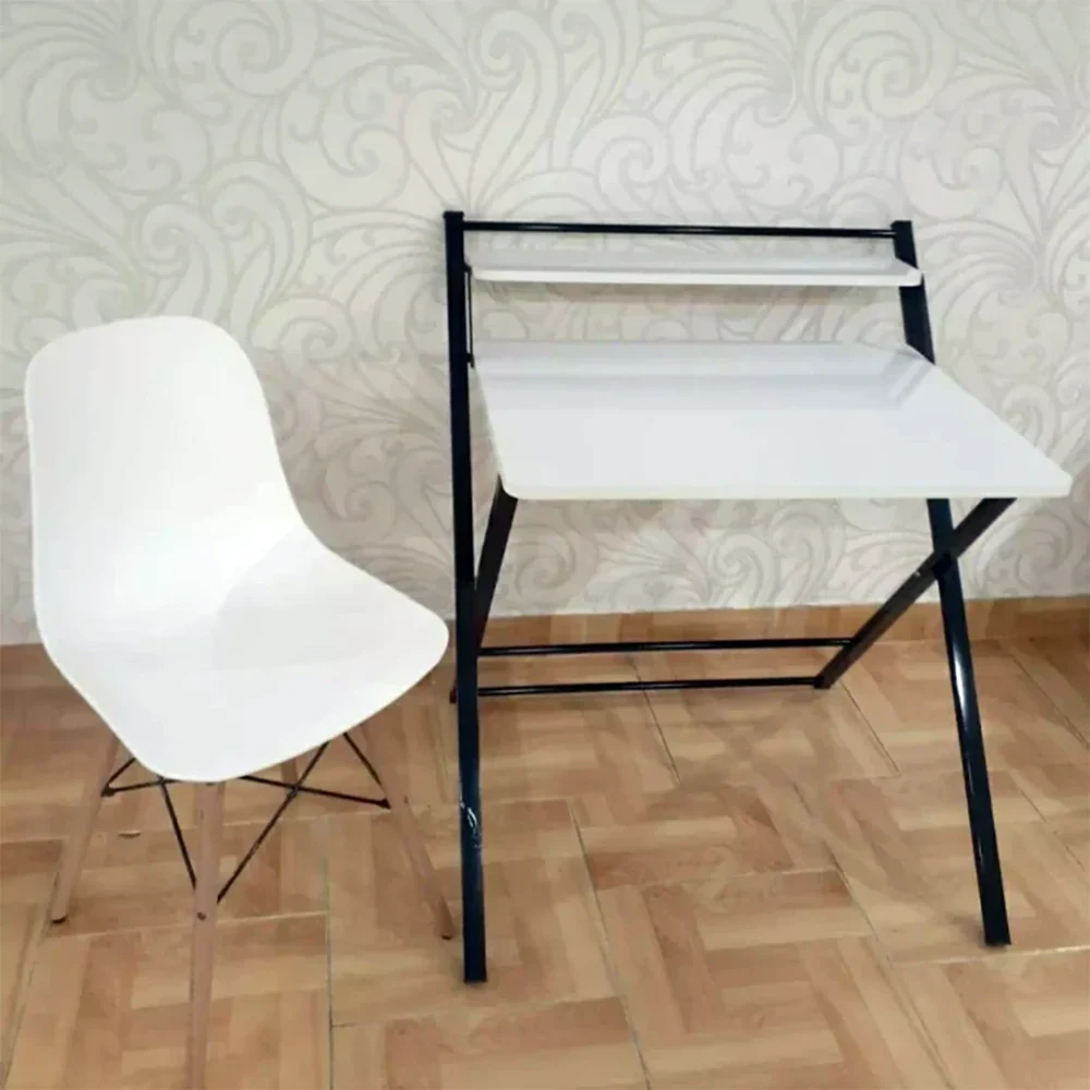 میز تحریر تاشو ایستاده دانشجویی سفید با نوار لاستیکی - Image 3